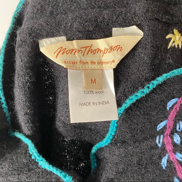 Norm Thompson Vintage Embroidered Wool Cardigan Sweater - Picture 14 of 15